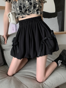 Casual Wide Leg Short Pants Womens Loose High Waist Slimming Thin Flower Lantern Puffy Skirt Pants Summer New Style Korean Version