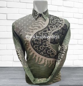 Batik Moderen  Couple Ayah dan Anak Katun Solo Sage