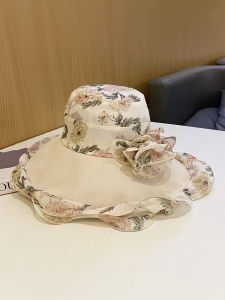 หมวกชาวประมงดอกไม้ฤดูร้อนสำหรับผู้หญิง หมวกกันแดดชายหาด หมวกกันแดดพับได้ หมวกกันแดดระบายอากาศได้ดี หมวกทรงกลม หมวกทรงกลม