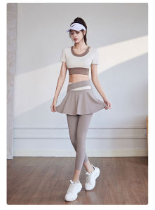 Fitcoo Quần Yoga thể thao nữ váy hai mảnh giả quần eo cao nâng hông chạy đàn hồi cao tập luyện thể thao thể dục ôm dáng Bộ suit