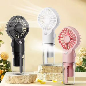 Portable Handheld Spray Fan Mini Humidifier Fan 4 Speeds Powerful Wind USB Rechargeable Water Spray Mist Fan Outdoor Small Fan