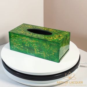 Hộp Đựng Khăn Giấy Sơn Mài Rừng Ngọc Lục Bảo