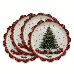 Tấm Lót Bàn Hình Cây Thông Noel 4 Mảnh VIKAMA Trang Trí Bàn Theo Chủ Đề Ngày Lễ Polyester Không Dệt Chống Mài Mòn Dễ Dàng Chăm Sóc Cho Các Buổi Họp Mặt Và Tiệc Tùng Của Gia Đình