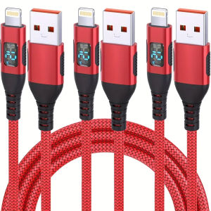 3PCS Digital Display USB A to Lightning Fast charging data Cable Nylon Braided Advanced feeling for iPhone 14 13 12 11 Pro