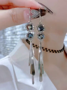 Trendy 2025 New Style Women's S925 Pure Silver Tassel Earrings Ancient Fashion Hook Earrings High-End Sensation Retro Ear Jewelry