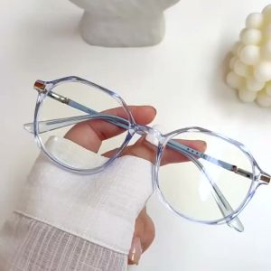 Kính Mắt Máy Tính Tròn Cổ Điển Dành Cho Nam Nữ Với Tròng Kính Chống Ánh Sáng Xanh Có Thể Thay Thế Khung Trong Suốt Thanh Lịch
