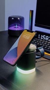 3 In 1 Magnetic Wireless Fast Charger Stand For iPhone/iWatch/Airpods Series With Night Light