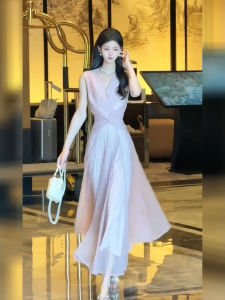 DANTING | Elegant Pink Sleeveless Long Dress
