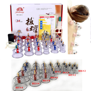 24 Cans JINGKANG Chinese Vacuum Cupping Set - Pull Out Therapy Massagers Ventosaterapia Kit for Pain & Muscle Relief