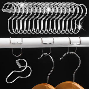 30Pcs Stainless Steel Hanger Coat Rack Windproof Buckle Anti-Slip Anti-Falling Clip Hook Suitable for Pipe Diameter 18-26mm