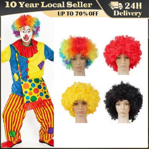 Funny Clown Curly Afro Wigs Rainbow Wigs Colorful Clown Wig 70s 80s Disco Theme For Adult Women Mens Party Halloween Prank