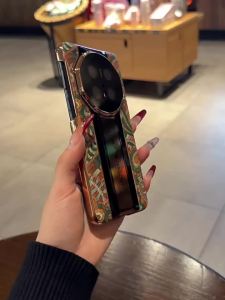 Anti-drop Genuine Leather Case for Huawei Honor Green Paisley