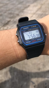 đồng hồ điện tử si Nhật Casio f91 thái lan máy japan size 34mm mặt chữ nhật dây nhựa