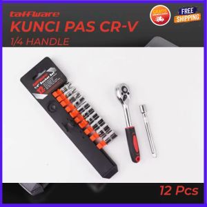 COD Taffware Set Kunci Shock Ratchet Wrench 1/4 Handle Drive CR-V 12 PCS / Kunci Shock 1 Set Lengkap / Alat Reparasi Otomotif / Kunci Shock Dengan 10 Mata Kunci / Kunci Pas 1 Set / Kunci Shok 1/4 Inci Dengan Ukuran Yang Berbeda / Kunci Ratchet Ergonomis
