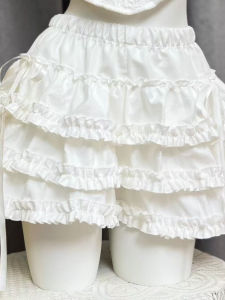 Váy Ngắn Xếp Ly Ren Trắng Phong Cách Ballet Cạp Cao Cho Nữ Mùa Hè Váy Ngắn Ngọt Ngào Cho Bé Gái Váy Ngắn Kiểu Bánh