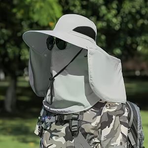 WRELS | Outdoor Sun Hat Breathable Anti-UV Neck Protection Face Cover Fishing Cap Wide Brim Removable Sunshade Hiking Camping Hat