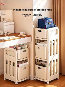 Mobile Multi-Layer Book and Bag Storage Rack