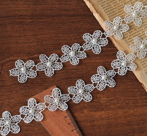 High Quality Lace Beaded Imitation Pearl Trim DIY Clothing Accessories Handmade Scrapbooking Pain Relief Fan Material Decoration