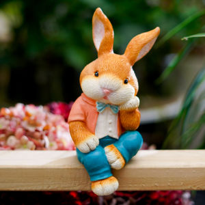 Creative Cartoon Rabbit Figurine Garden Courtyard Decorative Landscape Outdoor Resin Sculpture Desktop Decoration Friend Gift