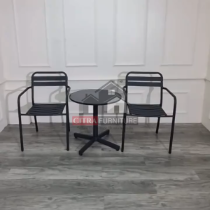 SHUMO Kursi Teras Besi Cafe Industrial Okayama Star 2 Kursi 1 Meja Full Set