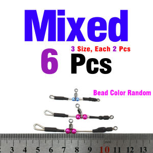 6Pcs Stainless Steel 3-Way Boom Connector Wire Arm Sea Fishing Swivel for Saltwater Fish Foldable Tackle and Rig Setup