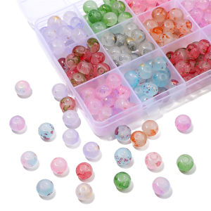 10x8mm 30pcs/bag Glass Halo Dyed Gold Foil Flat Round Beads For DIY Necklace Bracelet Jewelry Making