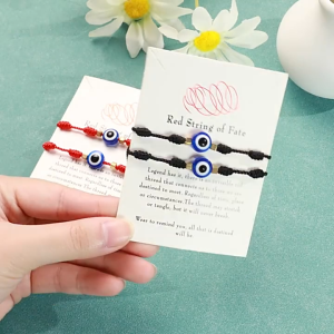 Blessed Evil Eye Bracelet Packaging Card for Women Couple Protection Cleaned Amulet Lucky Charm Adjustable Couple Wristband Gift Jewelry