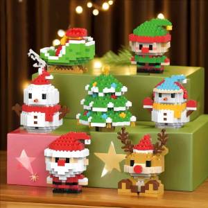 Yespery đồ trang trí Giáng sinh đồ chơi xây dựng khối Santa Claus Tuần Lộc câu đố lắp ráp gạch trang trí bàn ăn đồ chơi trẻ em Giáng sinh Quà Tặng