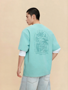Jack Jones | Summer Fashionable Letter Print Ribbed Round Neck Loose T-Shirt