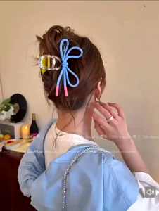 Limao Lemon Penyepit Rambut Besar Cross Ribbon Hair Clip Hair Accessories Cross Clips柠檬蝴蝶结盘发鲨鱼夹头饰发夹交叉夹