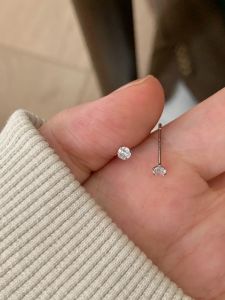 S999 Sterling Silver Stud Earrings Ear-Caring Ear Bone Stud Diamond Flash Little Earrings Ear Bone Pin Sleep No Need to Take off Silver Earrings Earrings for Women