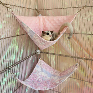 Coralline Bean Fluffy Squirrel Parrot Hanging Bed Toy Pedal Jumping Platform Funnel Sleeping Bag for Small Pets Cage Accessories