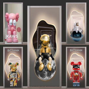 Sesame Street Kaws Creative Cartoon Door Sticker Self Adhesive Bathroom Glass Door Renovation Decal Waterproof PVC Wall Mural