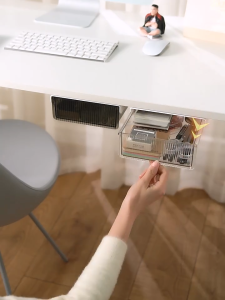 [SG Stock] Sliding Under Desk Drawer Storage Hidden Storage Desktop Drawers Under Table OrganizerSelf-Adhesive Pencil Tray Drawer