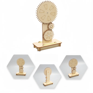 DIY 3D Wooden Mechanical Gear Puzzle Science Stem Model Building Kits Laser Cutting Action by Clockwork Gift Toys for Children