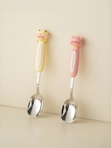 Onlycook | Muỗng Cho Bé Ăn Dặm Inox 316 Cầm Tay Silicone