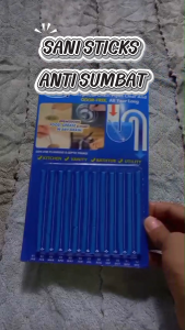 SANI STICKS ANTI SUMBAT STICK PEMBERSIH SALURAN AIR WASTAFEL & TOILET ISI 12 BATANG