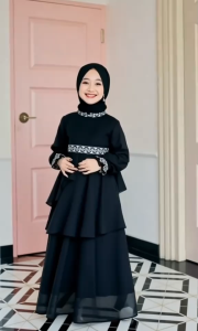 Gamis Anak Perempuan Mikayla Kids Renda Elegan Bahan Crinkle Premium untuk Pesta 7-8 Tahun Terbaru