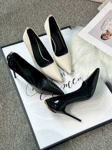 French Style High Heels 2025 New Womens Thin Heel Pointed Toe Elegance Lady Single Shoes Small Audience Design Sense Velvet Black