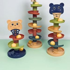 Đồ chơi thả bóng xoay tròn cầu trượt lăn tháp bóng bóng lăn phát triển trí tuệ cho bé-đồ chơi trẻ em bóng rổ mini