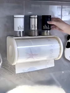 YHOME Tempat Tissue Dapur Kotak Tisu Toilet Putar Transparan Plastik Multifungsi Aesthetic KHM H890