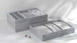 Oirlv Velvet Jewelry Drawer Organizer Tray Stackable Rings Earrings Watch Bracelet Necklace Storage Display Plate Removable Dividers P001