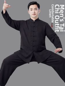 WUYINXIANG | New Mens Premium Linen Tai Chi Uniform Summer Thin
