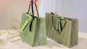 Gift Kraft Paper Bag Plain Rope Handle Hand bag Elegant Gift for Birthday Handle Hand bag intricate damask pattern suitable for birthday gifts.