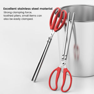 Amoki【Ready in Stock】 Eel Clip Stainless Steel Sea Fishing Clip Multifunctional Long Handle Crab Tongs Garbage Clip