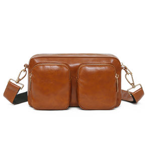 กระเป๋าถือหนังนิ่มสำหรับผู้หญิง กระเป๋าถือแบบสะพายข้างสำหรับถือกล้อง กระเป๋าสะพายไหล่แบบมีซิปหลายช่อง กระเป๋าสี่เหลี่ยมเล็กแบบลำลอง