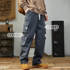 Mens Casual Workwear Pants Spring Summer Multi-Pocket Loose Straight Leg Large Size Versatile Wear-Resistant Long Trousers