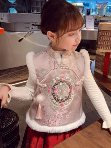 Princess Style Girls Hanfu New Year Dress Set Winter Clothes Childrens Cheongsam Horse Tail Skirt Ensemble Kids Fashion