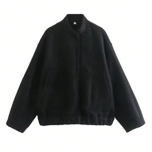 FANAN | Womens Trendy Pocket Single Breasted Oversized Coat Weekend Party Casual Holiday Vacation Long Sleeve Top Solid Bomber Jacket