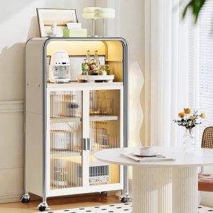 Lifinity Kitchen Racks Organizer Storage Rack Shelf Dish Racks with Door Stainless Steel
